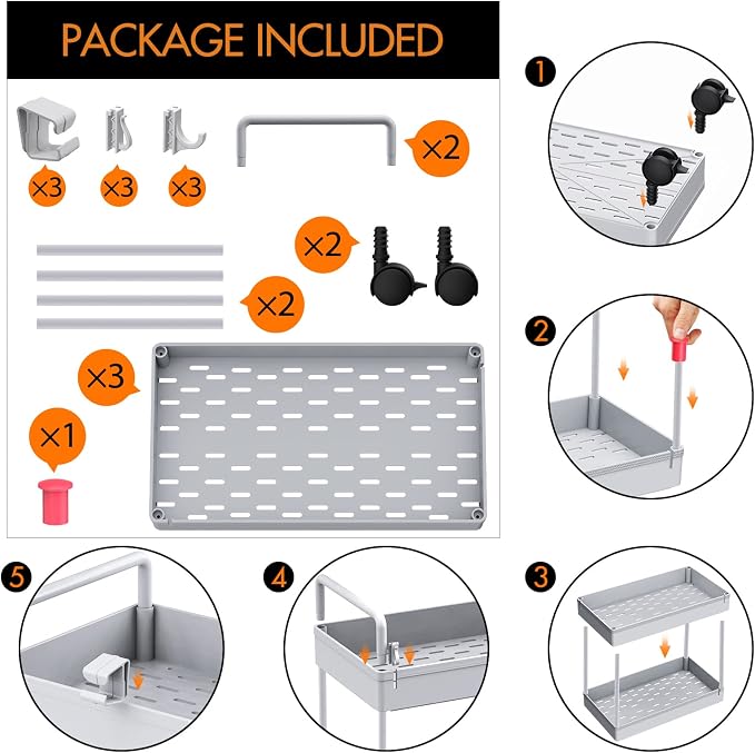 Ronlap 3 Tier Slim Rolling Storage Cart - Image 7
