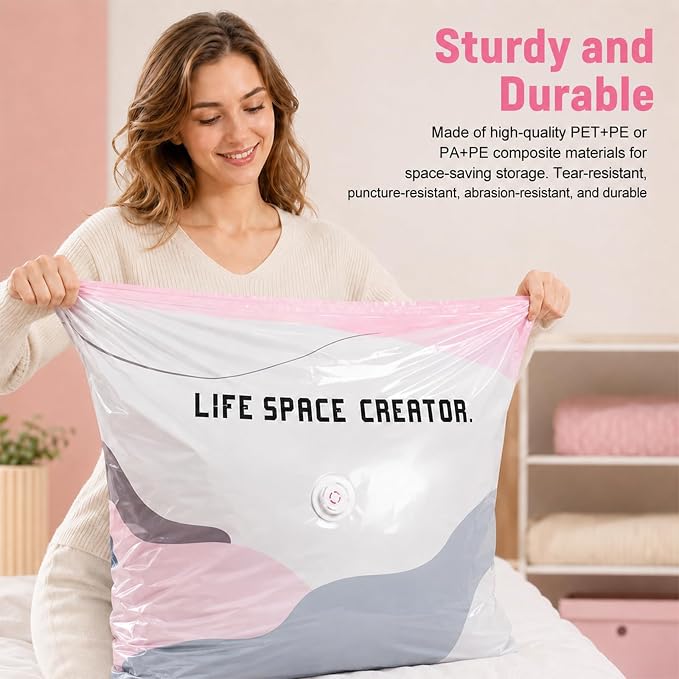 3 PACK No-Pump Vacuum Storage Bags, Cube Compression Life Space Saving Storage - Image 7