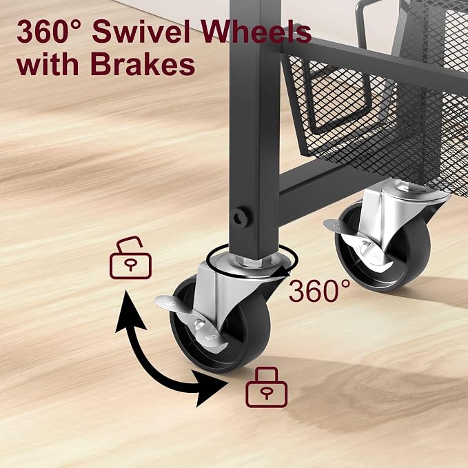 Honest Slim Storage Cart 4-Tier Slim Rolling Cart - Image 8
