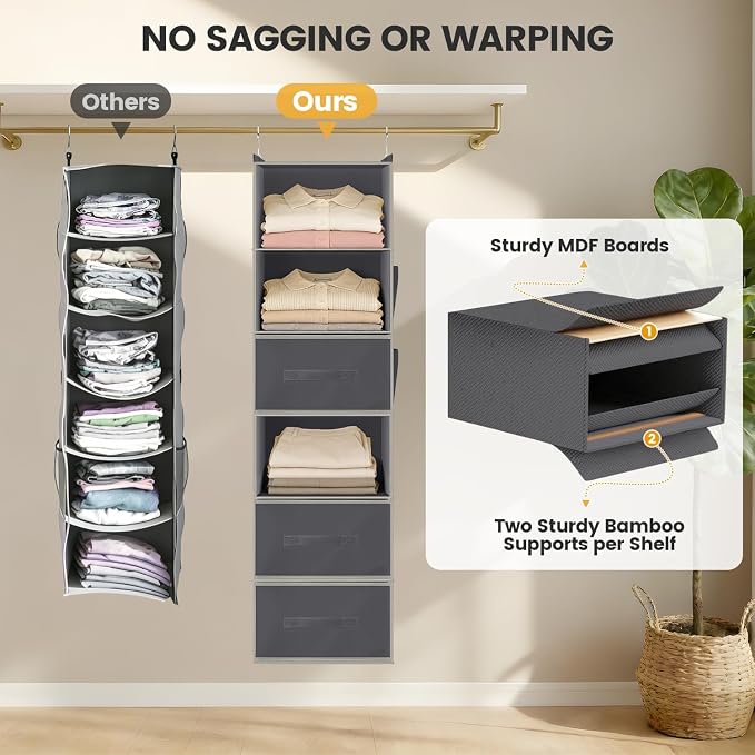 Hanging Closet Organizer 6-Shelf - Image 4