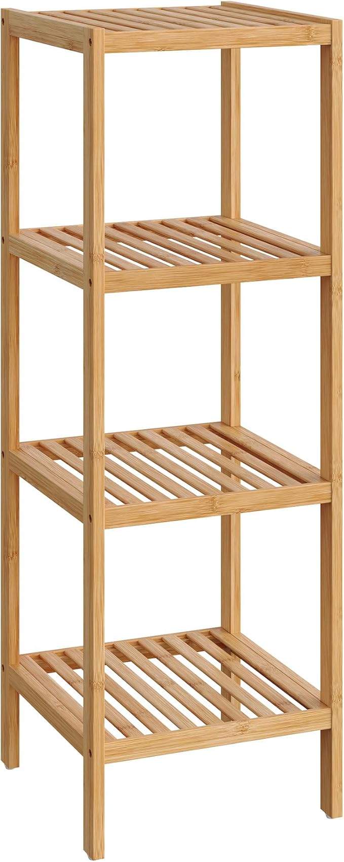 SONGMICS 4-Tier Bamboo Shelf, Narrow Bathroom Shelf, Standing Towel Rack by Unknown