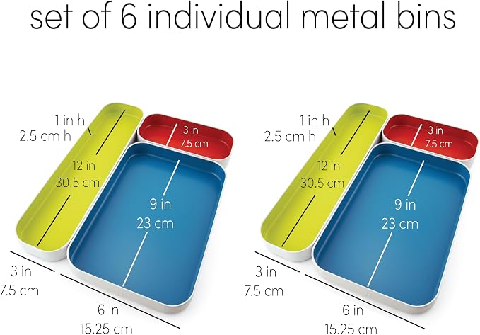 Three by Three Seattle 6 Piece Shallow Metal Organizer Tray Set - Image 3