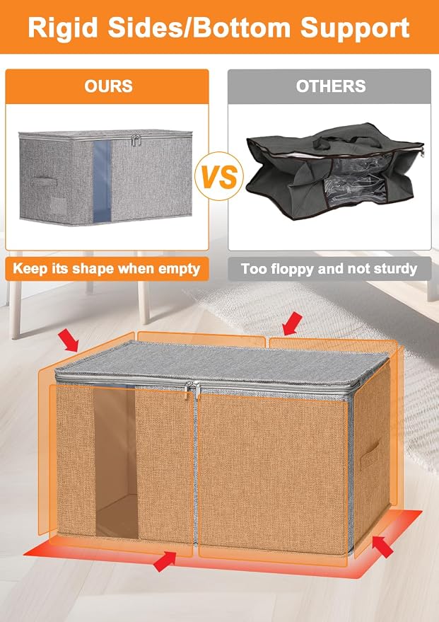 Punemi Large Clothes Storage Bags, 2 Pack Comforter Storage Bag - Image 2