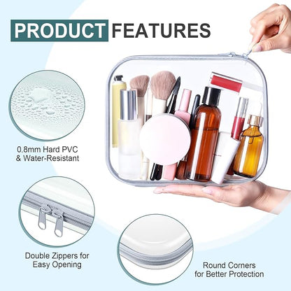 Sanwuta 6 Pcs Clear Hard Zipper Case Hard Plastic Zipper Pouches Transparent - Image 3