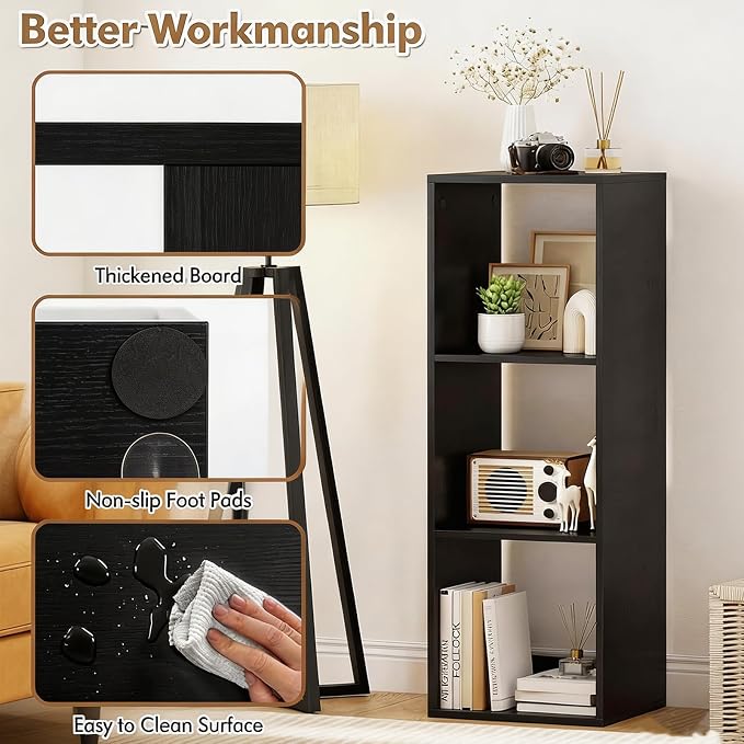 POWERSTONE 3 Cube Storage Organizer, 3 Tier Cubby Bookshelf Freestanding - Image 6