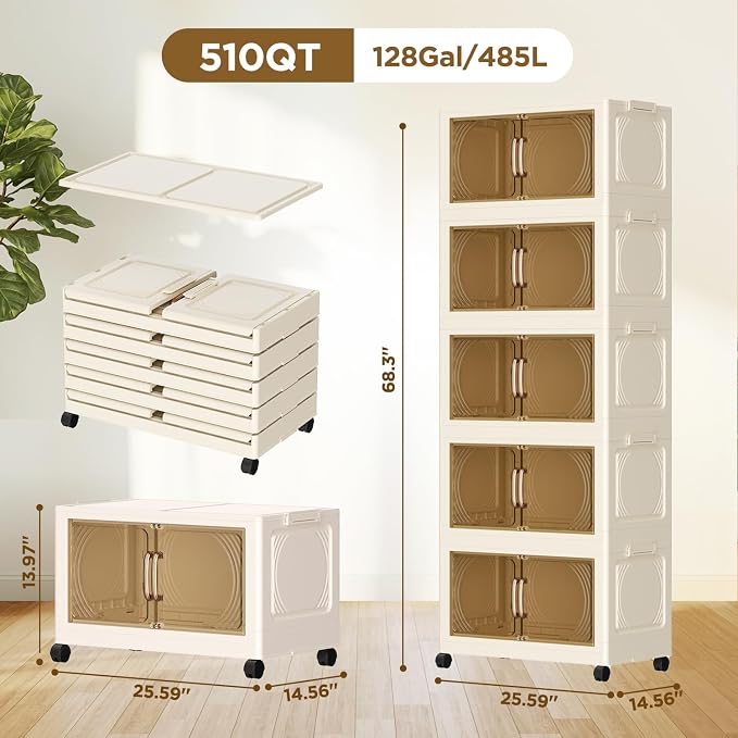 102QT Plastic 5 Tier Storage Bins - Image 2