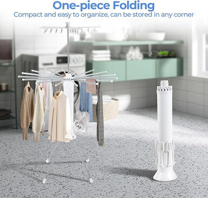 Dollate 3 Tier Portable Clothes Drying Rackwith 4 Pulleys, Indoor and Outdoor - Image 4