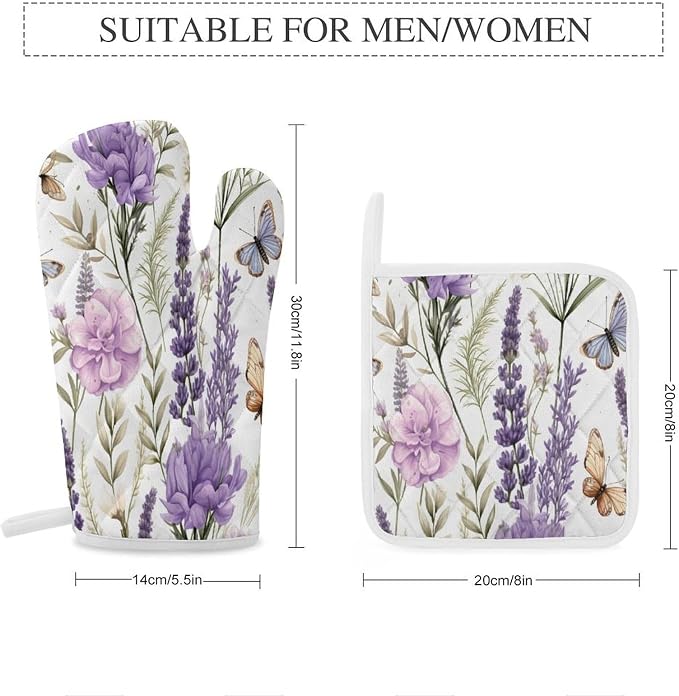 Garden Beautiful Flowers Lavender Shabby Chic Oven Mitts and Pan Racks 4-Piece - Image 2