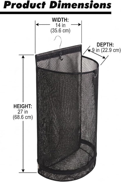 ALYER Hanging Semi Round Storage Mesh Bag, Collapsible Laundry Hamper Basket - Image 2