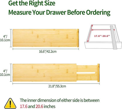 VaeFae 3 Pack Bamboo Drawer Dividers, Expandable Separators - Image 3