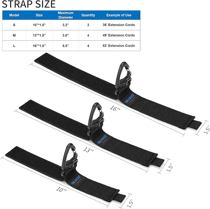 Heavy Duty Storage Straps, Trilancer Hook-and-Loop Cord Organizer and Hanger - Image 2
