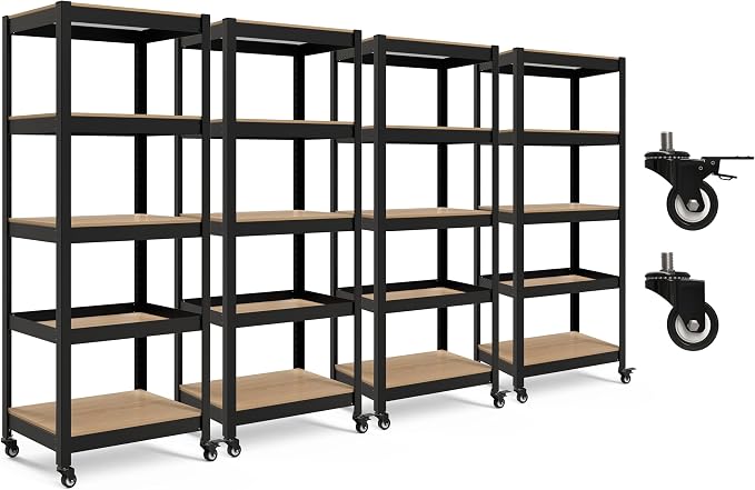 HOMEDANT House 5-Tier Metal Rolling Cart Shelf Rack Casters Heavy Duty by TheBestOrganizingSolution