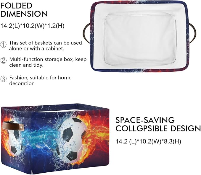 ZAZYXTJ Soccer Storage Basket for Shelves Open Storage Bin 2Pack | Foldable - Image 2