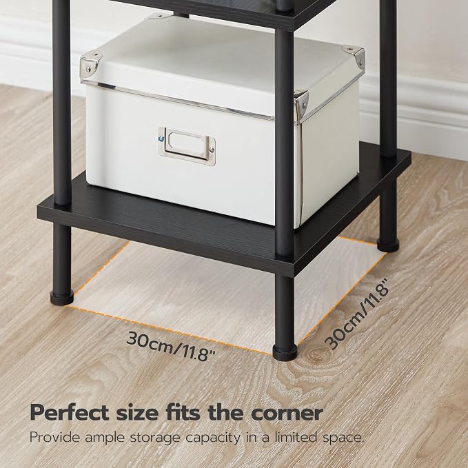 HOOBRO 5-Tier Corner Shelf Stand, Corner Square Rack Display Shelf, Tall - Image 9