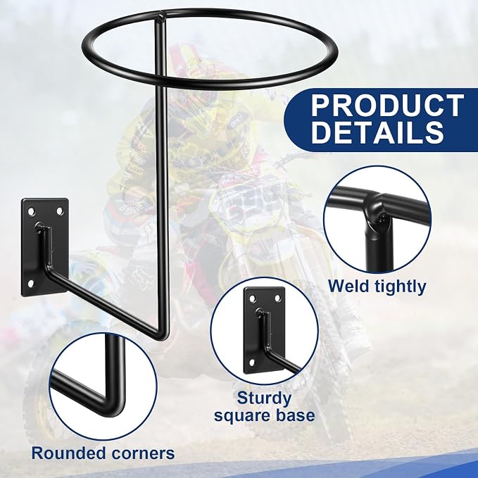 3 Pack Helmet Hanger Wall Mount Motorcycle Helmet Rack Metal Ball Holder - Image 3