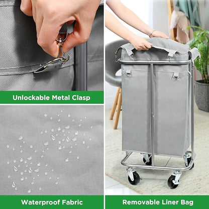 Laundry Basket with Wheels, Rolling Laundry Hamper with Removable Bag, 100L - Image 5