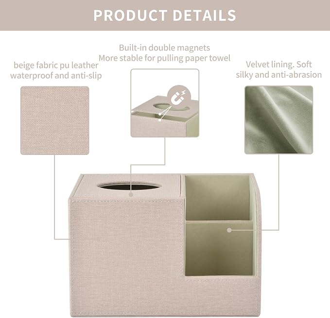 PU Leather Square Tissue Box Cover, Tissue Box - Image 6
