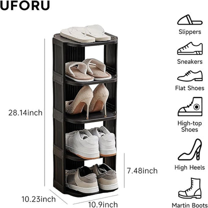 UFORU Small Shoe Rack, 5 Tier Plastic Vertical Shoe Rack - Image 3