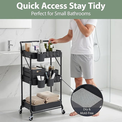 3 Tier Foldable Rolling Cart - Image 9