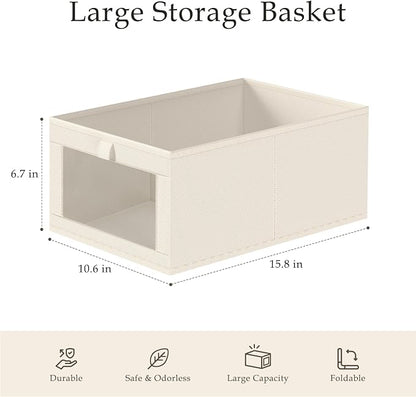 Criusia Closet Organizers and Storage, 4 Pack Linen Closet Baskets - Image 3
