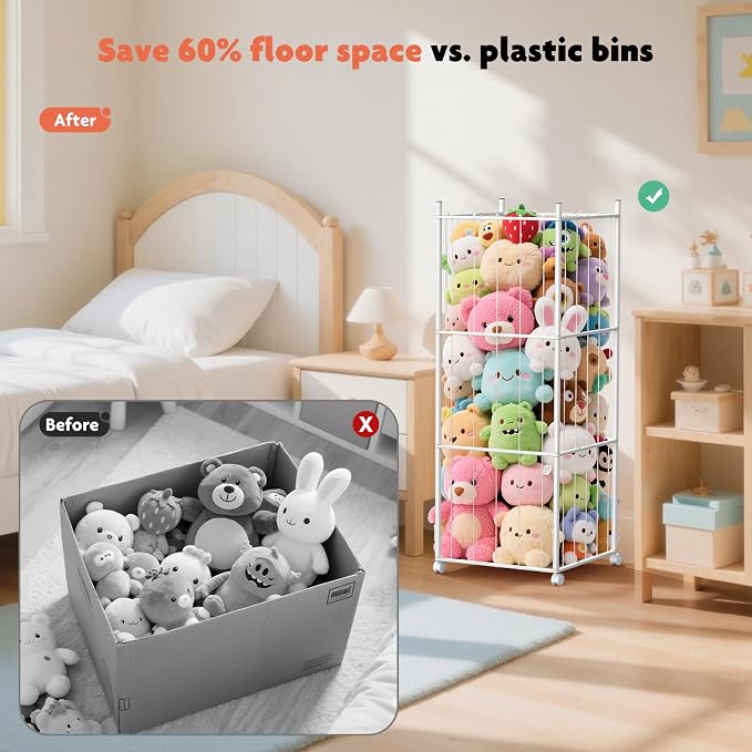 GoKEDA Extra Large Metal Stuffed Animals Storage Tower | Stable heavy-duty - Image 4