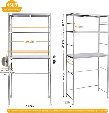 susunnus Stainless Steel Shelf, Kitchen Storage Shelves, Microwave and Mini - Image 2