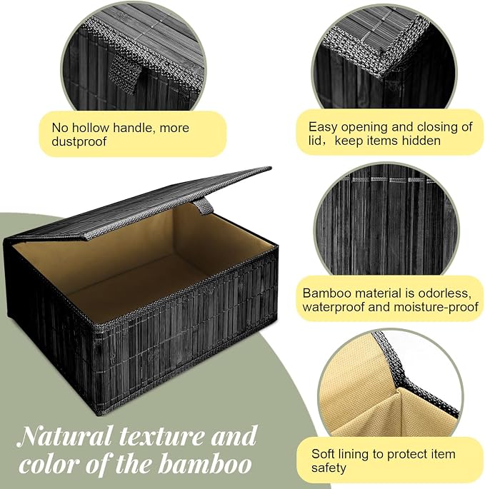 Wicker Basket With Lid Bamboo Storage Box - Image 5