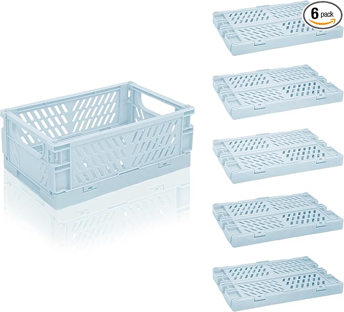 6 Pack Mini Foldable Small Plastic Baskets by Daixers
