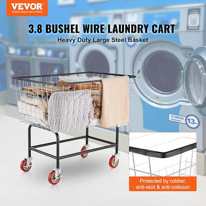 VEVOR Wire Laundry Cart, 3.8Bushel Wire Laundry Basket - Image 2