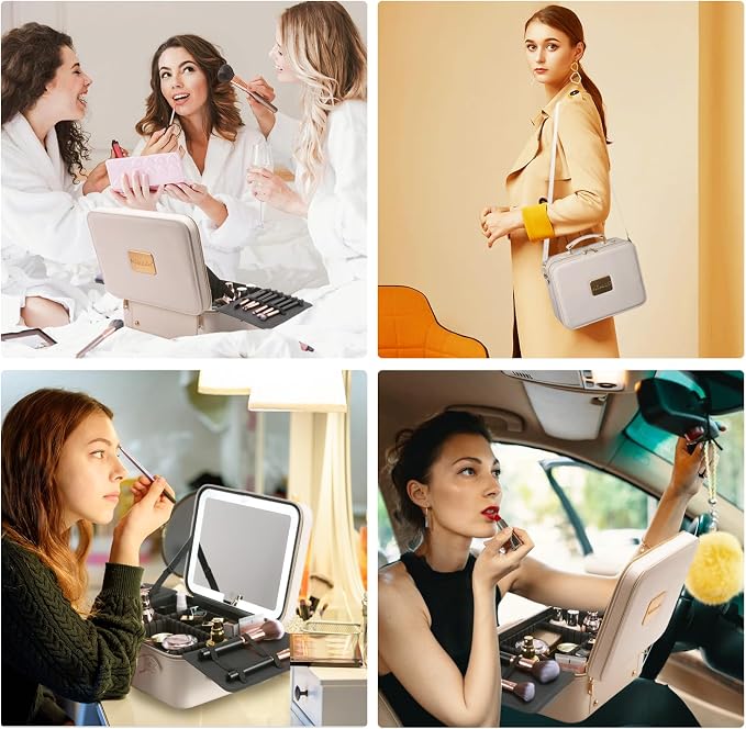 Mocado Travel Makeup Bag with LED Lighted Mirror, Makeup Case with 3 Color - Image 8