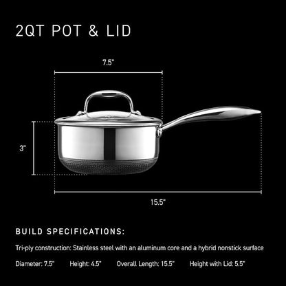HexClad Hybrid Nonstick 2-Quart Saucepan - Image 3