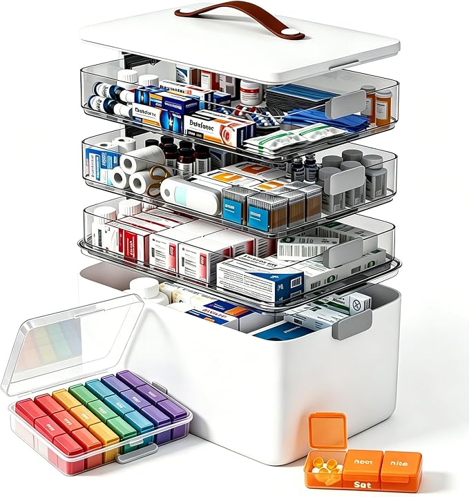 funest 4- Tier Medicine Storage Box Organizer Portable First Aid kit Box Sewing by funest