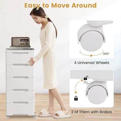LOKO 6-Drawer Plastic Rolling Storage Cart | Mobile Storage Cabinet | Vertical - Image 7