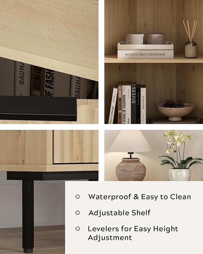 Modern Corner Cabinet, Fluted Wood Floor Storage Cabinet - Image 5