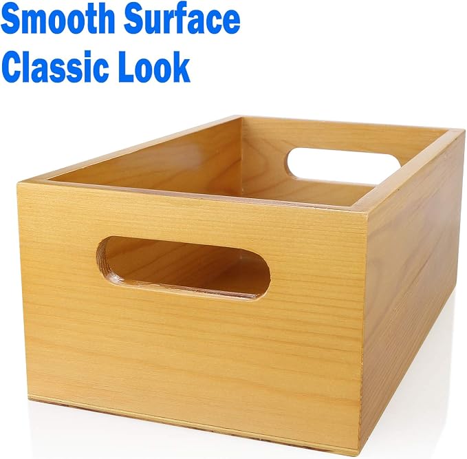 A Selected Pine Wood Organizer Open Box 4 Packs, 6x10 Wooden Storage Container - Image 4