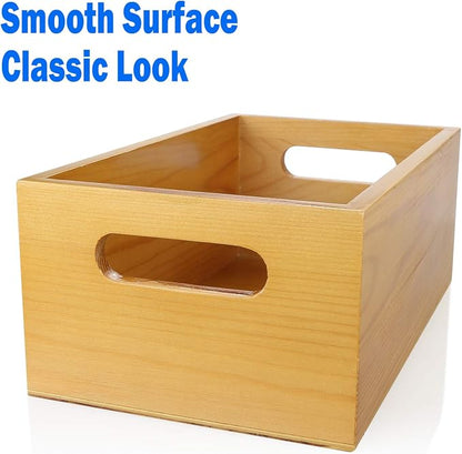 A Selected Pine Wood Organizer Open Box 4 Packs, 6x10 Wooden Storage Container - Image 4