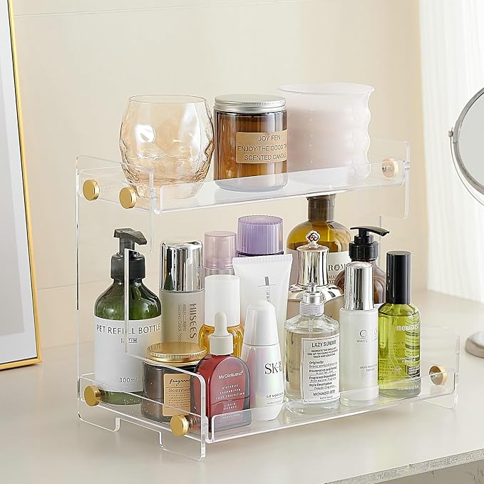 FFK Bathroom Organizer Countertop 2-Tier Storage：Bathroom Counter Organizer by FFK