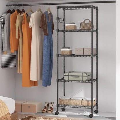 Homdox 5 Tier Wire Shelving Unit on Wheels, Adjustable Storage Racks and - Image 7