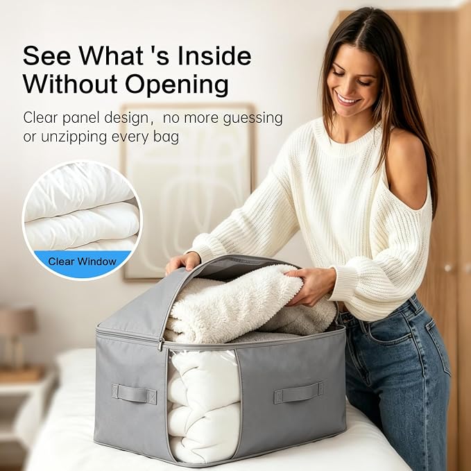 Comforter Storage Bag, Large Capacity Blanket Storage Bags 2-Layer Ultra Space - Image 5