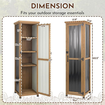 Ketive 62" Tall Outdoor Storage Cabinet, Narrow Garden Storage Cabinet - Image 3