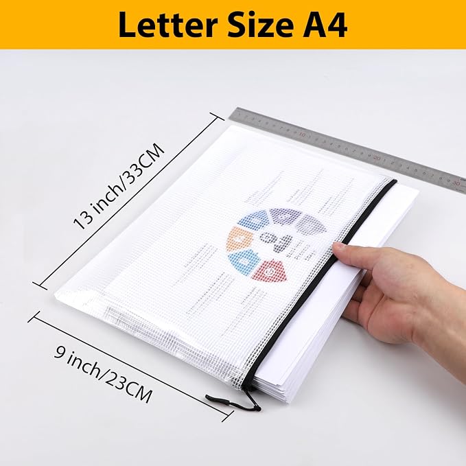 24pcs A4 Mesh Zipper Pouch File Bags, Waterproof Puzzle Bag, Zipper File Bags - Image 2