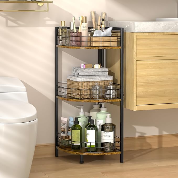 DAOUTIME Bathroom Standing Shelf, 3 Tier Corner Stand, Free-Standing Shelf Units by DAOUTIME
