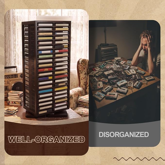 Ripeng Cassette Tape Holder Rotatable Cassette Storage 360 Degree Cd Tower - Image 5