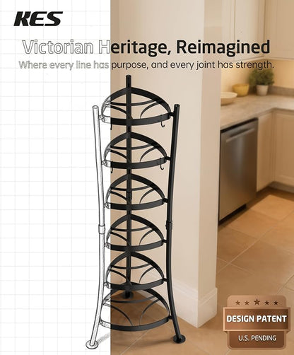 KES 264 Lbs Capacity Freestanding Pot Rack, 6-Tier Cast Iron Cookware Stand - Image 7