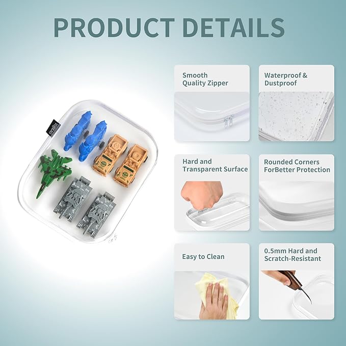 Hard Sided Clear Zipper Case for Storage- Professional-Grade Plastic Clear - Image 4