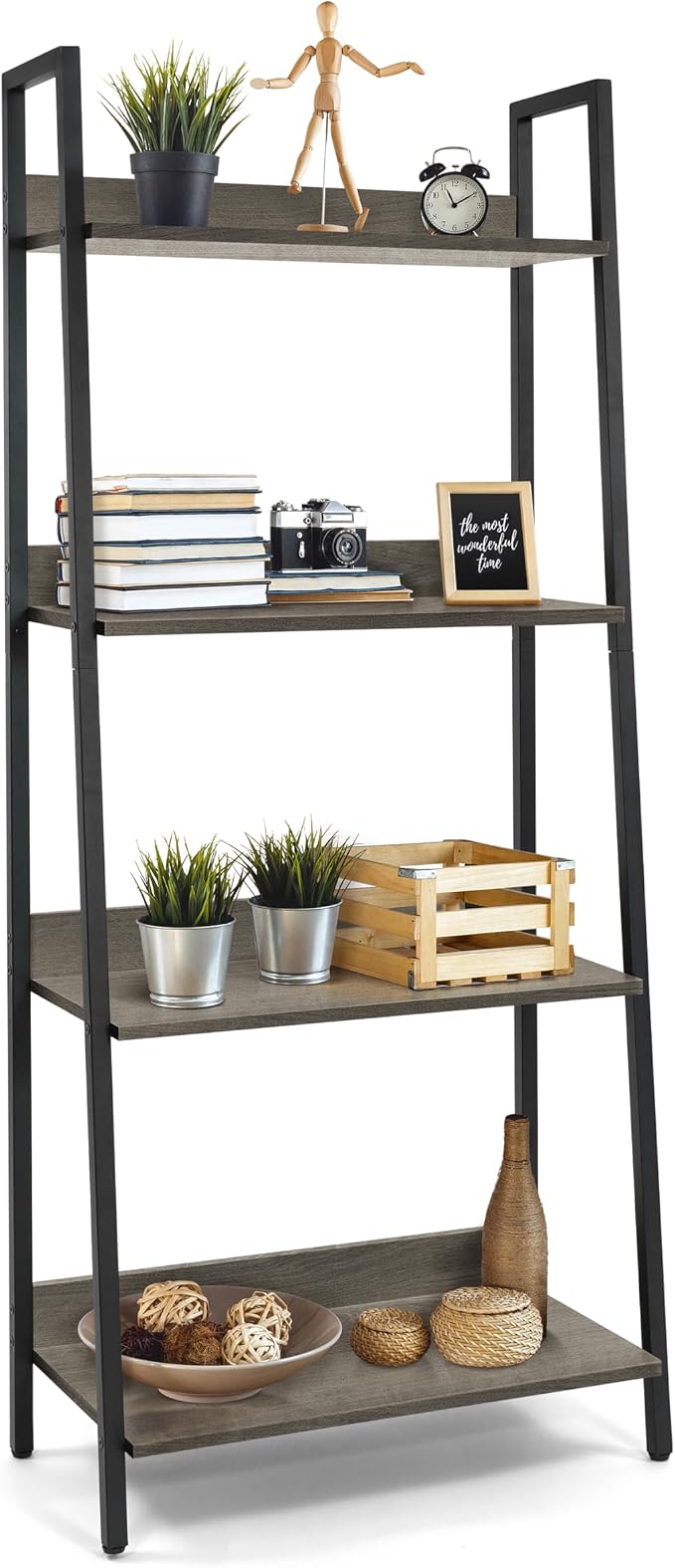 CAPHAUS 4 Tier Ladder Bookshelf, 24 Inch Width Free Standing Shelf, Bookcase by CAPHAUS