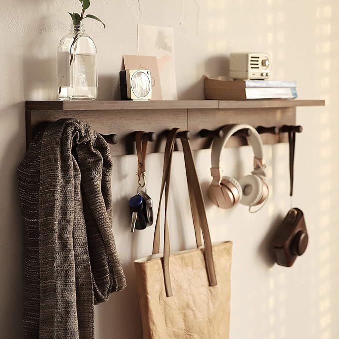 Entrance Coat Rack ，Coat Hooks, Wall-Mounted Wooden Hook Rack, Wall-Mounted by CreatedOn2005