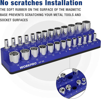 WORKPRO Magnetic Socket Organizer, 1/4-Inch Metric Socket Holder, Tool Trays - Image 4