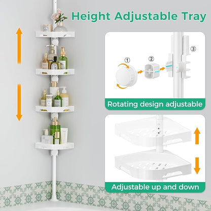 shuang qing 4-Tier Corner Shower Caddy Tension Pole Organizer - Image 3
