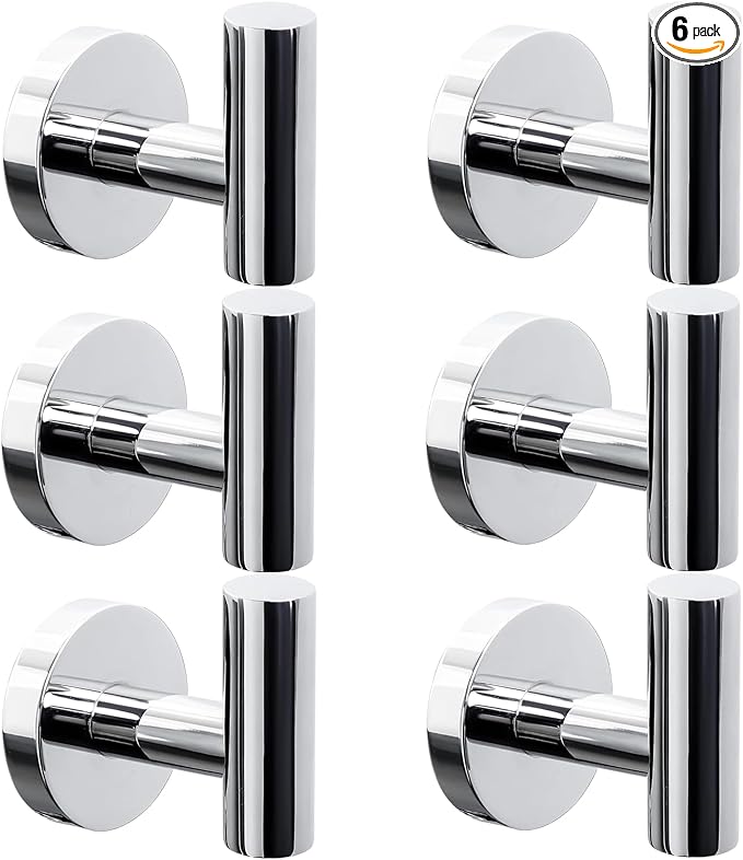 Kruodop Towel Hooks for Bathroom, 6 Packs Wall Mount Towel Holder, Stainless by Kruodop